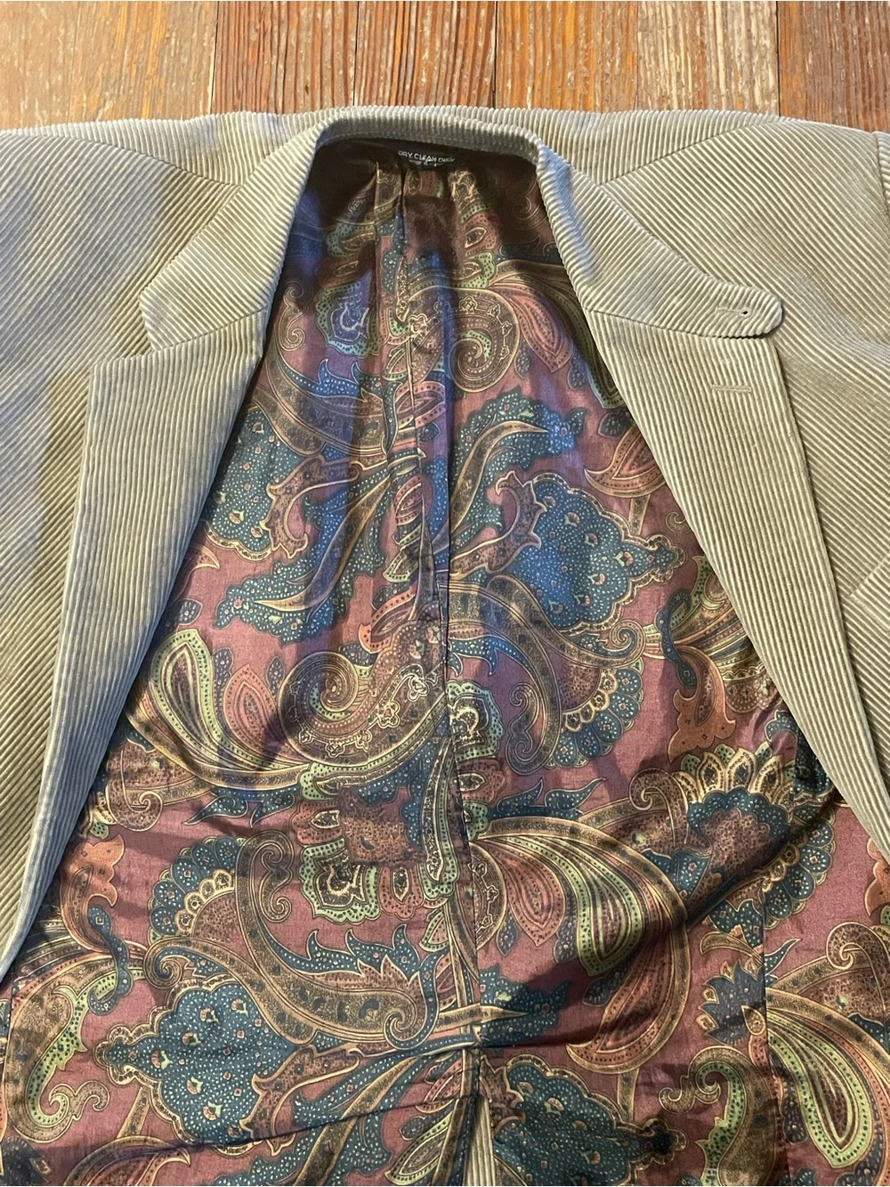 Lauren Ralph Lauren 40L Tan Corduroy Blazer - Dark Academia / Paisley Lined